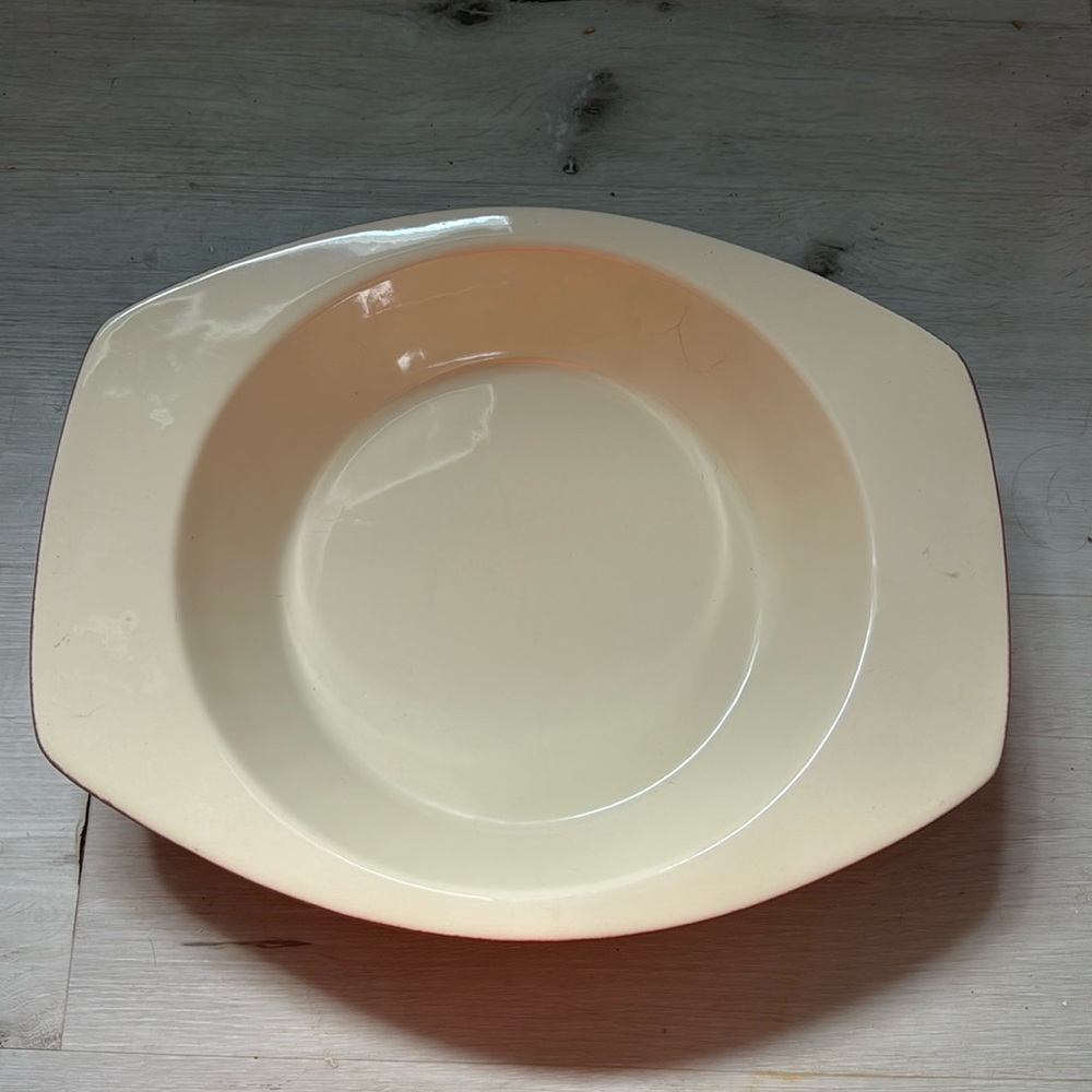 Kitchenaid Vitrified Stoneware Serving Bowl 9 Inch Round Red Exterior w/ Handles